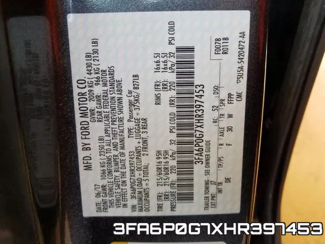 3FA6P0G7XHR397453 фото 2