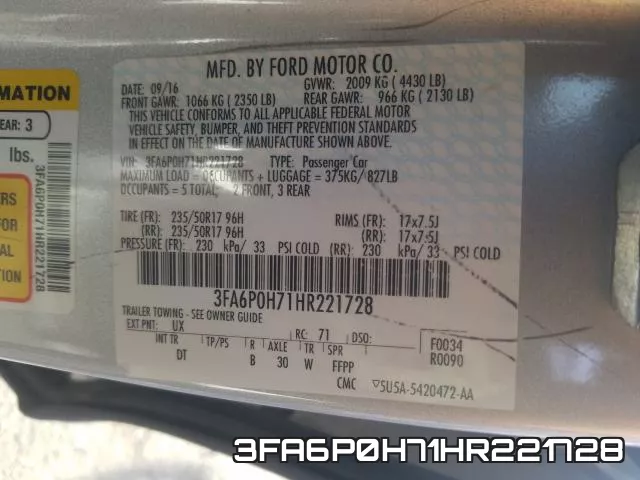 3FA6P0H71HR221728 фото 2