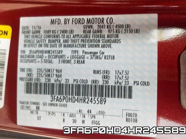 3FA6P0HD4HR245589 фото 2