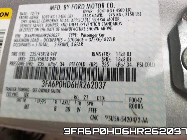3FA6P0HD6HR262037 фото 2