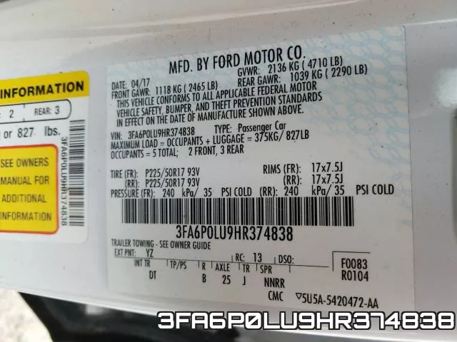 3FA6P0LU9HR374838 фото 2