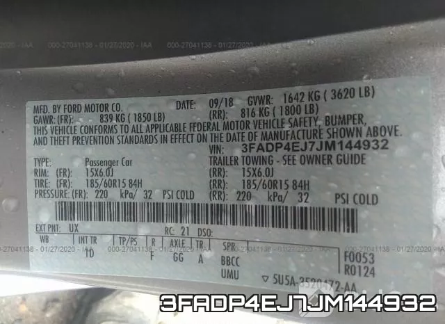 3FADP4EJ7JM144932 фото 9