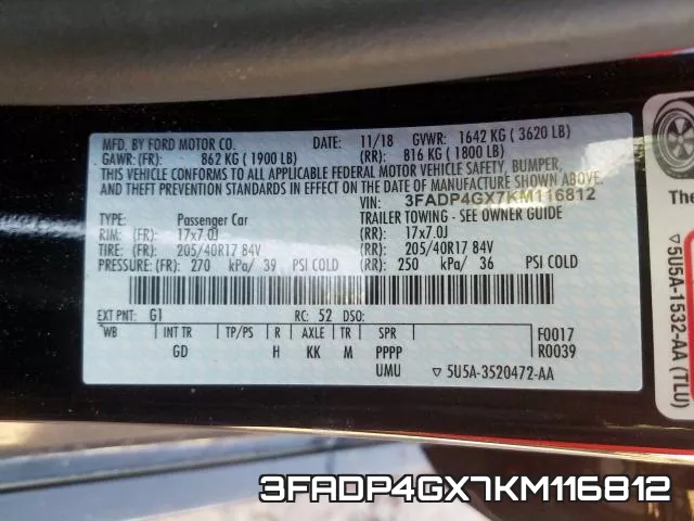 3FADP4GX7KM116812 фото 2