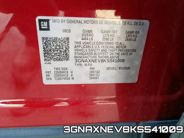 3GNAXNEV8KS541009 фото 2