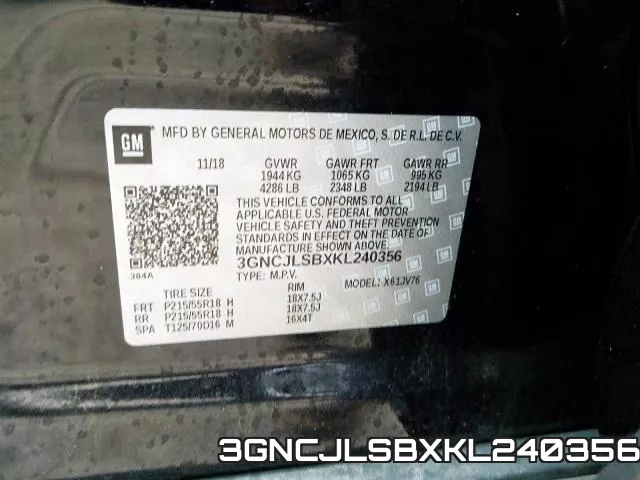 3GNCJLSBXKL240356 фото 2