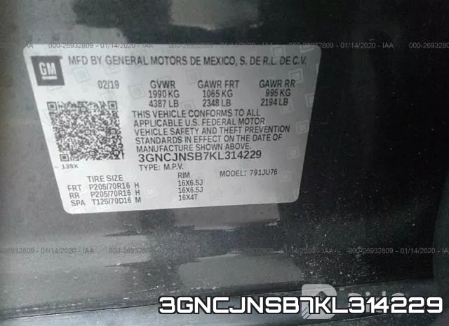 3GNCJNSB7KL314229 фото 8