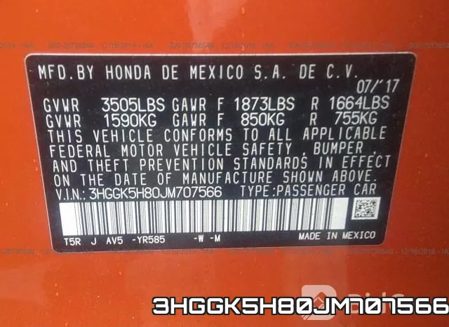 3HGGK5H80JM707566 фото 5
