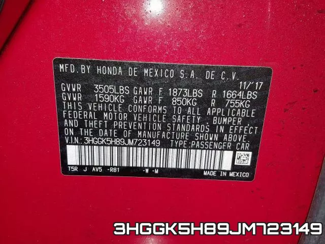 3HGGK5H89JM723149 фото 2