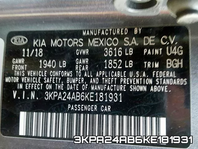 3KPA24AB6KE181931 фото 2