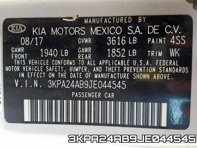 3KPA24AB9JE044545 фото 2