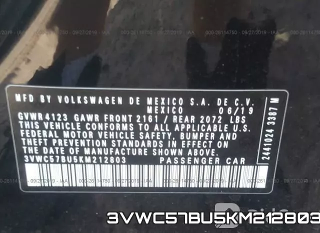 3VWC57BU5KM212803 фото 7