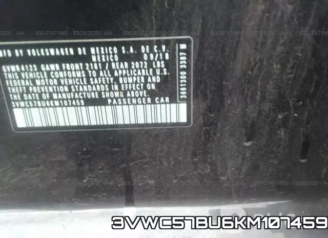 3VWC57BU6KM107459 фото 6