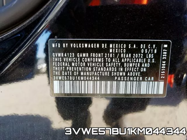 3VWE57BU1KM044344 фото 2