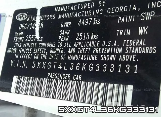 5XXGT4L36KG333131 фото 7