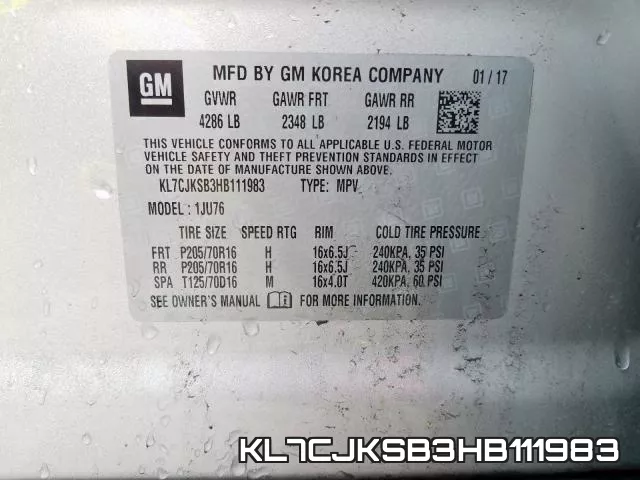 KL7CJKSB3HB111983 фото 2