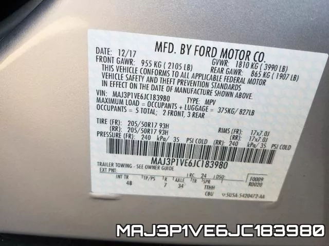 MAJ3P1VE6JC183980 фото 2