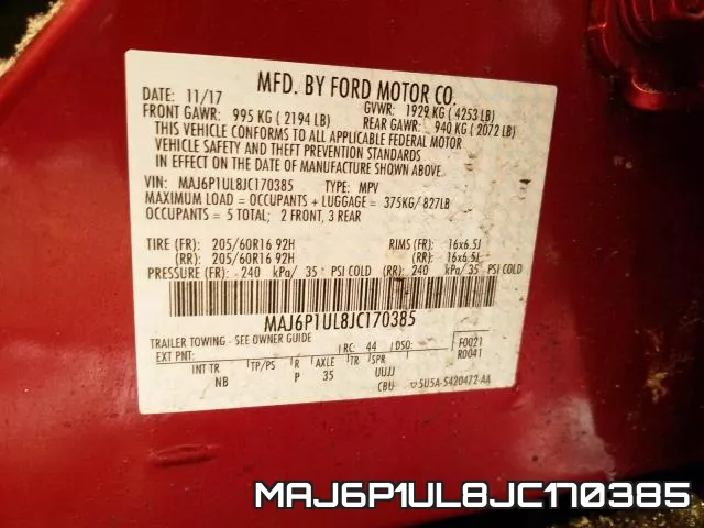 MAJ6P1UL8JC170385 фото 2