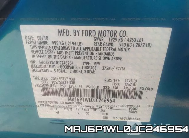 MAJ6P1WL0JC246954 фото 9