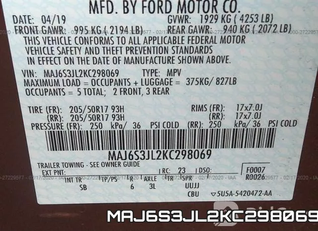 MAJ6S3JL2KC298069 фото 5