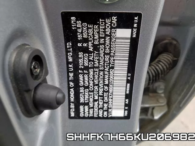 SHHFK7H66KU206982 фото 2