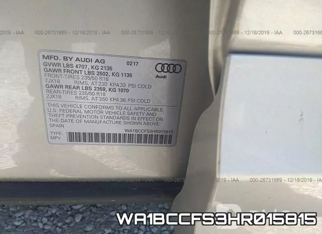WA1BCCFS3HR015815 фото 5