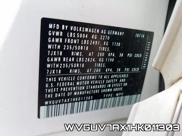 WVGUV7AX1HK011303 фото 2