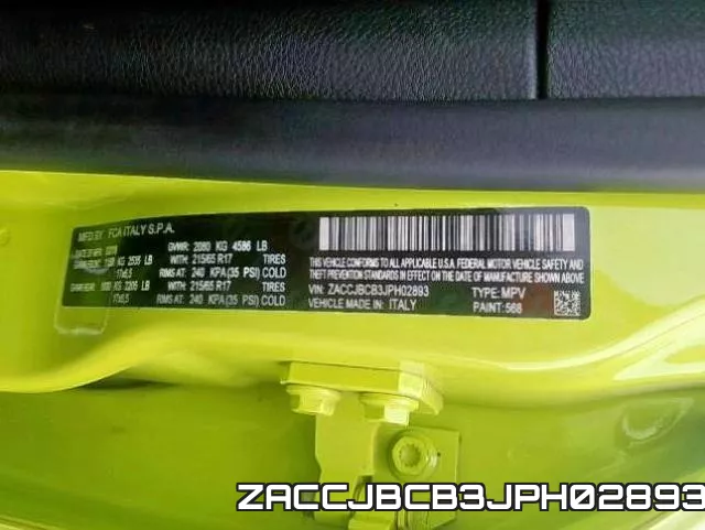 ZACCJBCB3JPH02893 фото 2