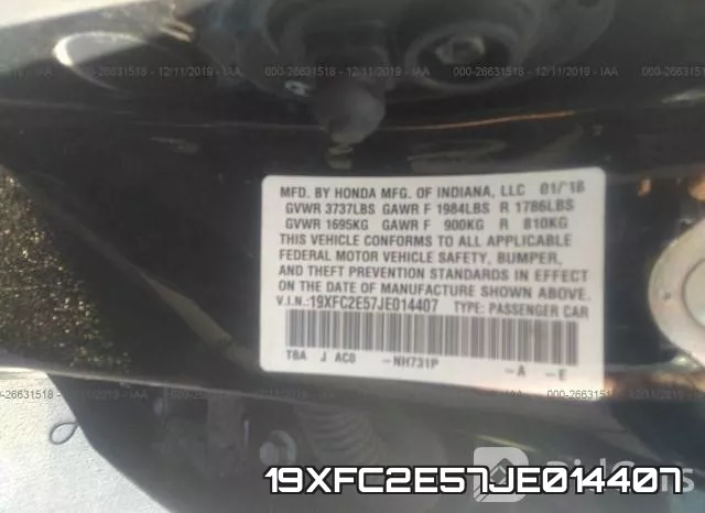 19XFC2E57JE014407 фото 8