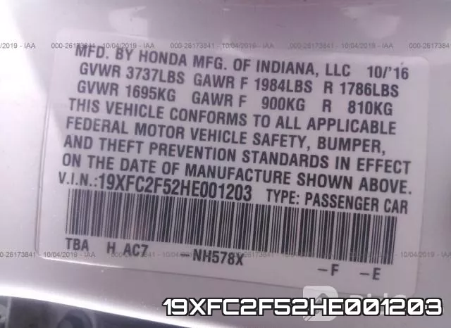 19XFC2F52HE001203 фото 6