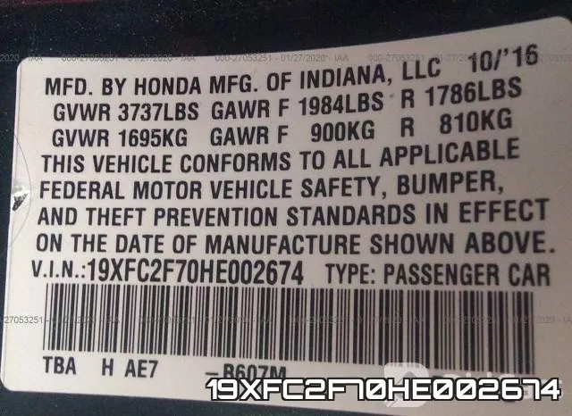 19XFC2F70HE002674 фото 9