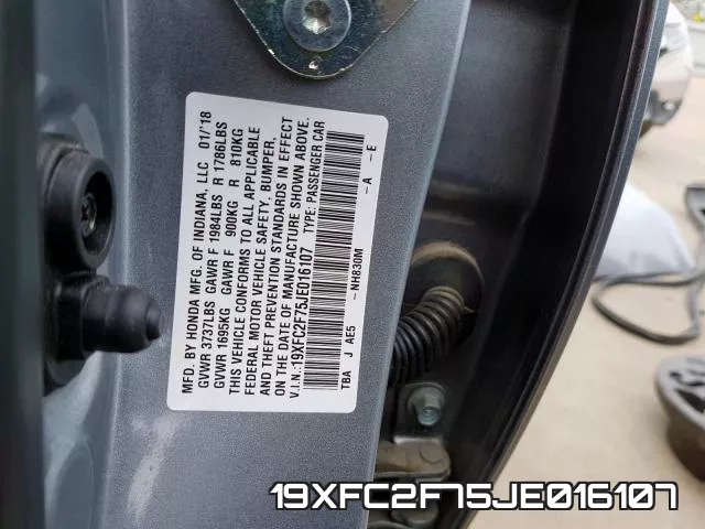 19XFC2F75JE016107 фото 2