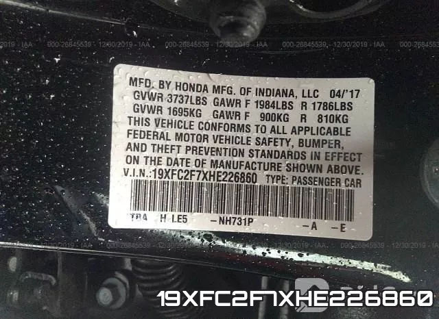 19XFC2F7XHE226860 фото 6