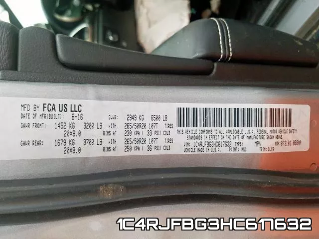 1C4RJFBG3HC617632 фото 2