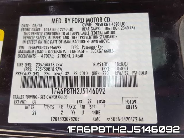 1FA6P8TH2J5146092 фото 2