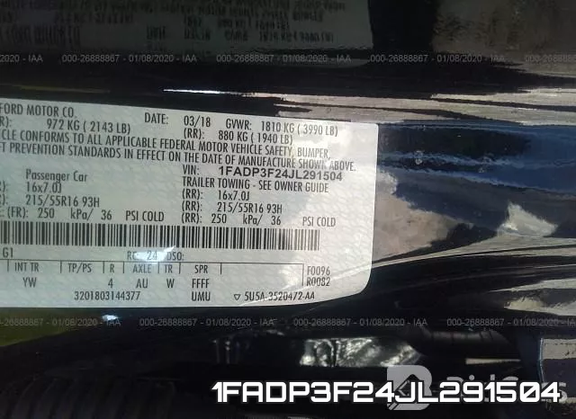1FADP3F24JL291504 фото 8