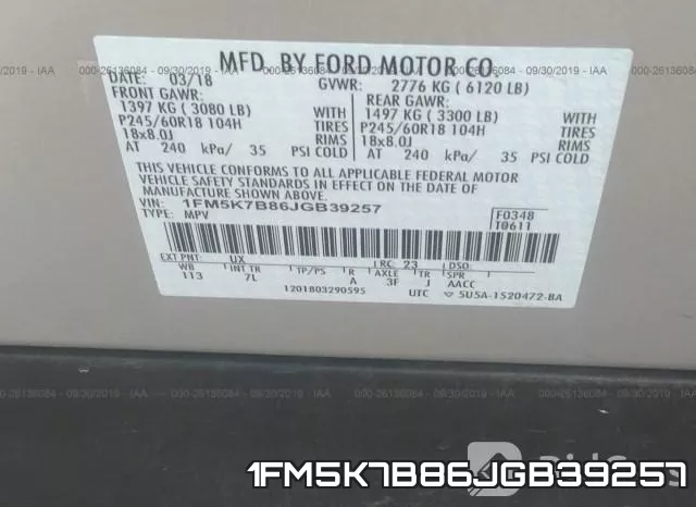 1FM5K7B86JGB39257 фото 6