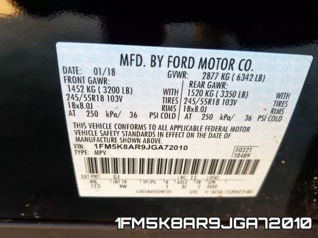 1FM5K8AR9JGA72010 фото 2