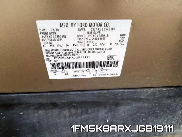 1FM5K8ARXJGB19111 фото 2