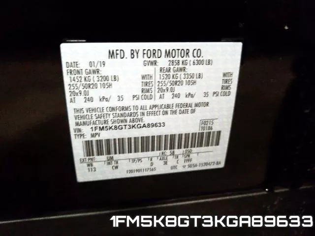 1FM5K8GT3KGA89633 фото 2