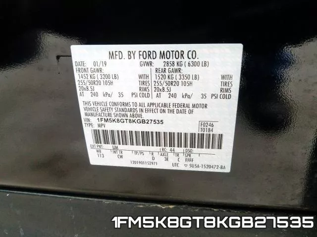 1FM5K8GT8KGB27535 фото 2