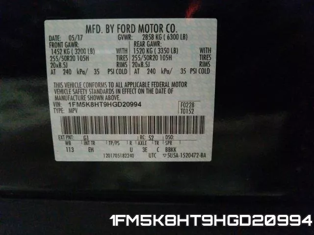 1FM5K8HT9HGD20994 фото 2