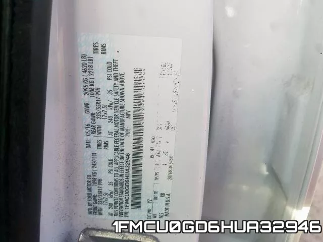 1FMCU0GD6HUA32946 фото 2