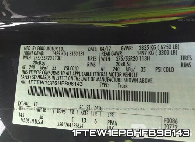 1FTEW1CP6HFB98143 фото 7