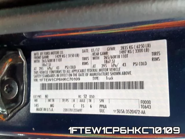 1FTEW1CP6HKC70109 фото 2