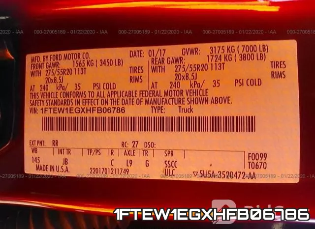 1FTEW1EGXHFB06786 фото 8