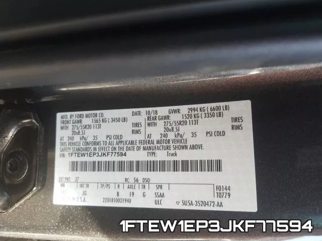 1FTEW1EP3JKF77594 фото 2