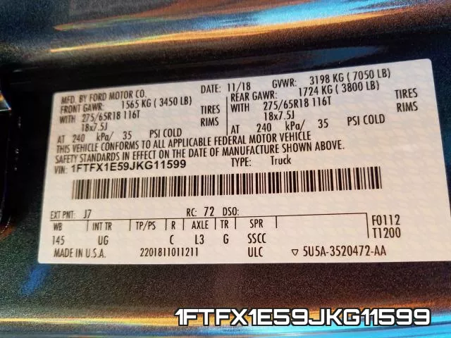1FTFX1E59JKG11599 фото 2