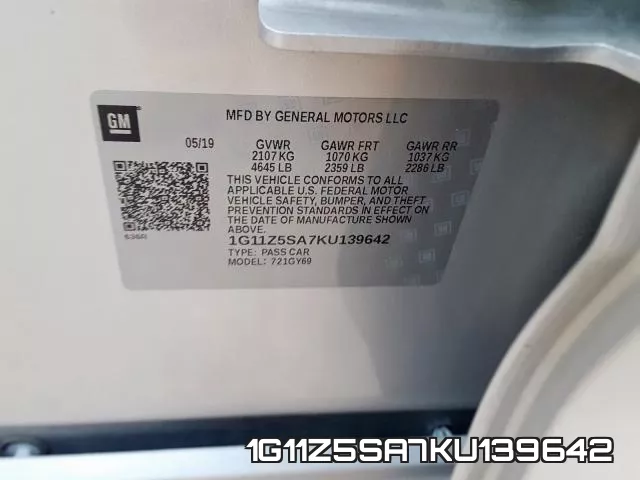 1G11Z5SA7KU139642 фото 2