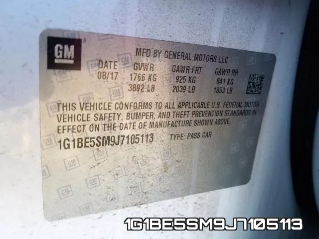1G1BE5SM9J7105113 фото 2