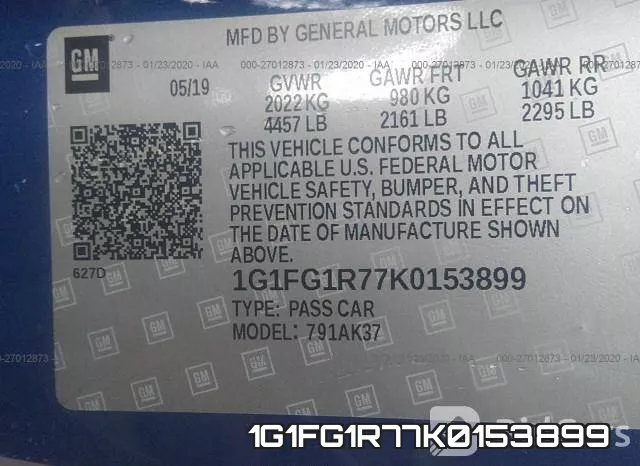 1G1FG1R77K0153899 фото 7